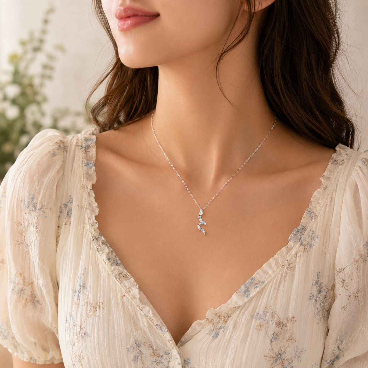 Twisted Elegance CZ Pendant Necklace
