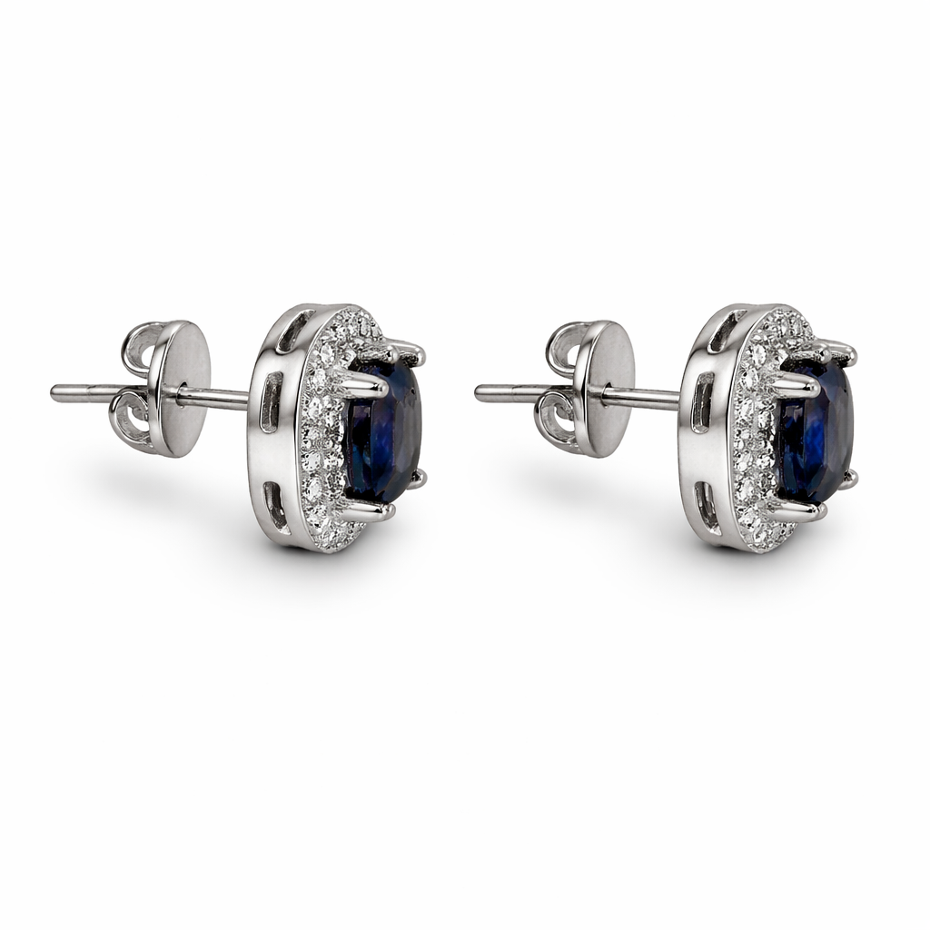 Sapphire Look Stud Earrings