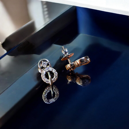 Handcrafted Crystal-Embellished Circular 925 Silver Earrings