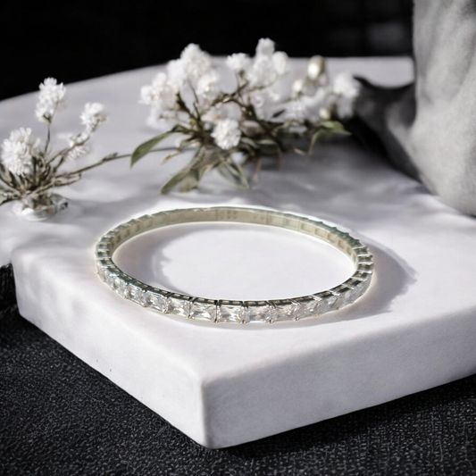 Radiant Crystal Silver Bangle
