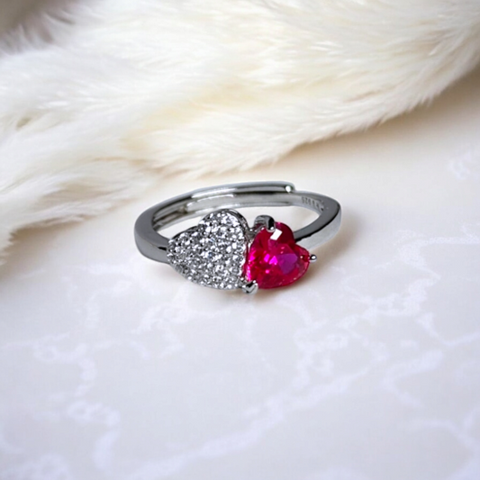 The Heartbeat Duo Ring - Pink Gem