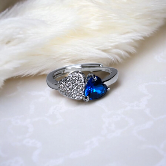 The Heartbeat Duo Ring - Blue Gem
