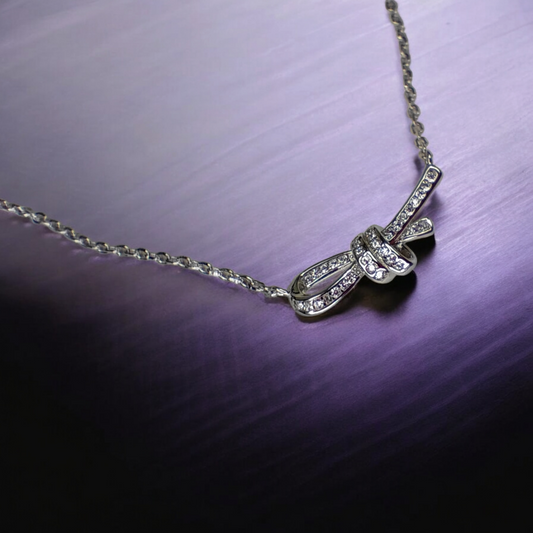 Bowknot silver necklace
