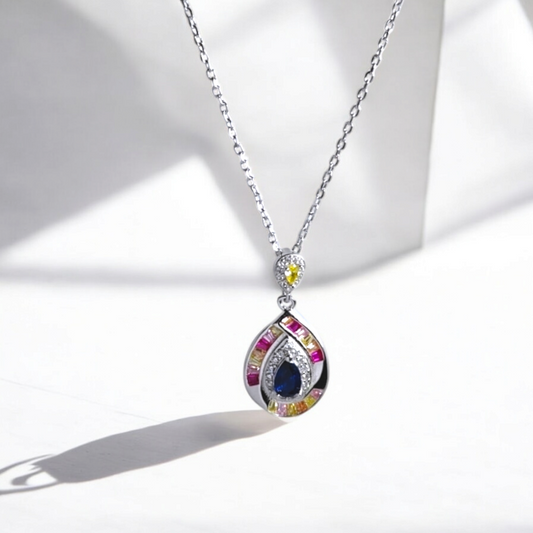 Elegant Teardrop Sapphire Necklace