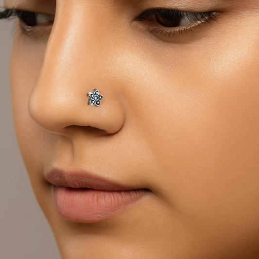 925 Sterling Silver Lotus Wired Nose Pin