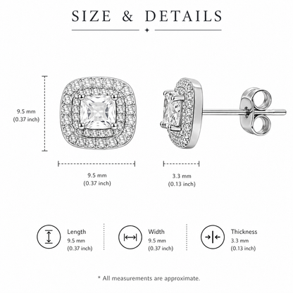 Cushion Halo Stud Earrings