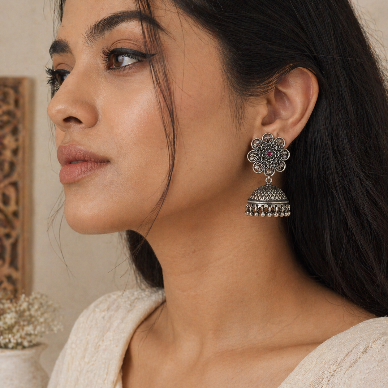 Timeless Bloom Antique Detachable Jhumkas