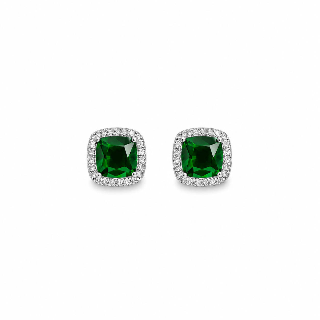 Cushion Cut Halo Stud Earrings