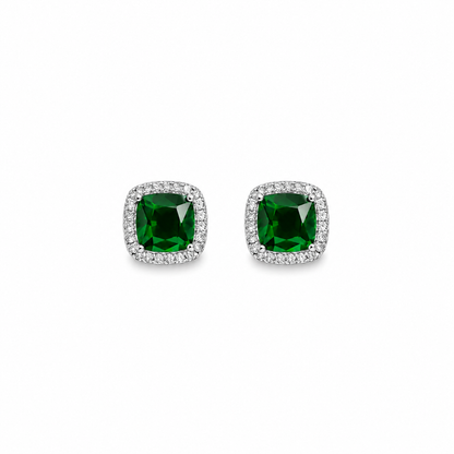 Cushion Cut Halo Stud Earrings