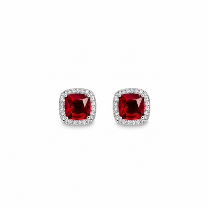 Cushion Cut Halo Stud Earrings