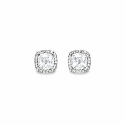 Cushion Cut Halo Stud Earrings