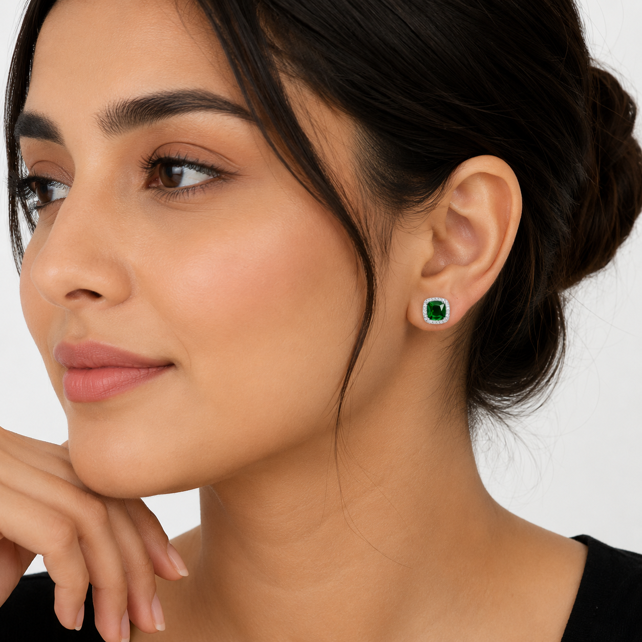 Cushion Cut Halo Stud Earrings