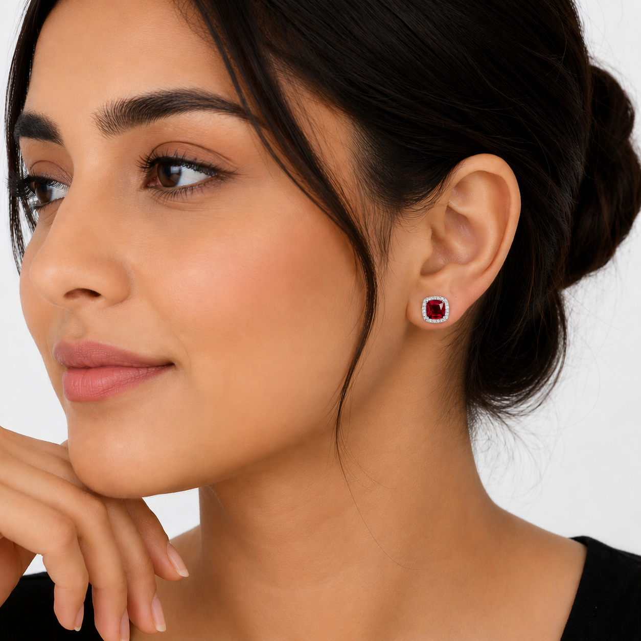 Cushion Cut Halo Stud Earrings