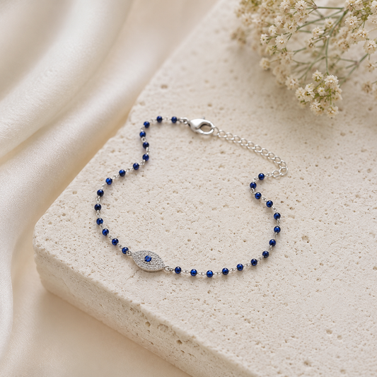 Blue Evil Eye Beaded Bracelet
