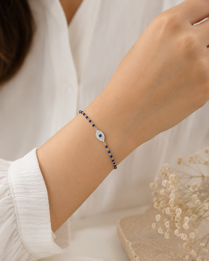 Blue Evil Eye Beaded Bracelet