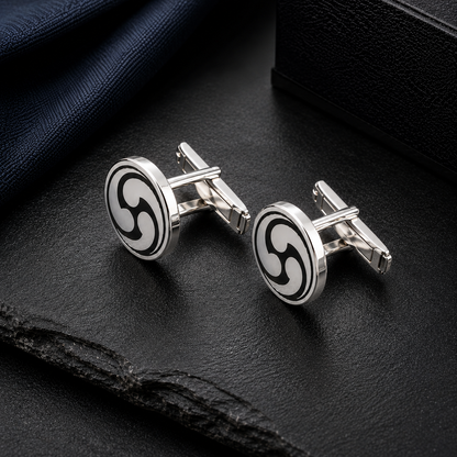 Monogrammed Circular Silver Cufflinks