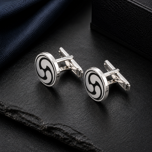 Monogrammed Circular Silver Cufflinks