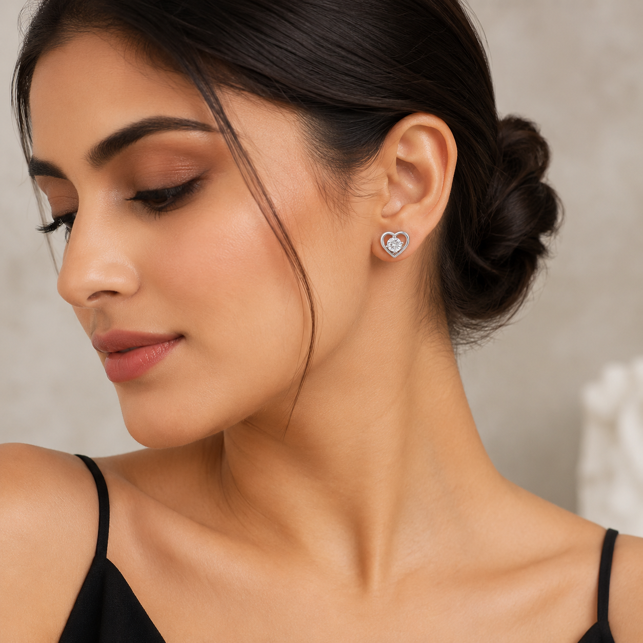 Handcrafted Heart Stud Earrings Small