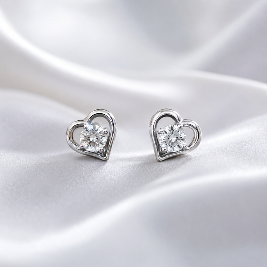 Handcrafted Heart Stud Earrings Small