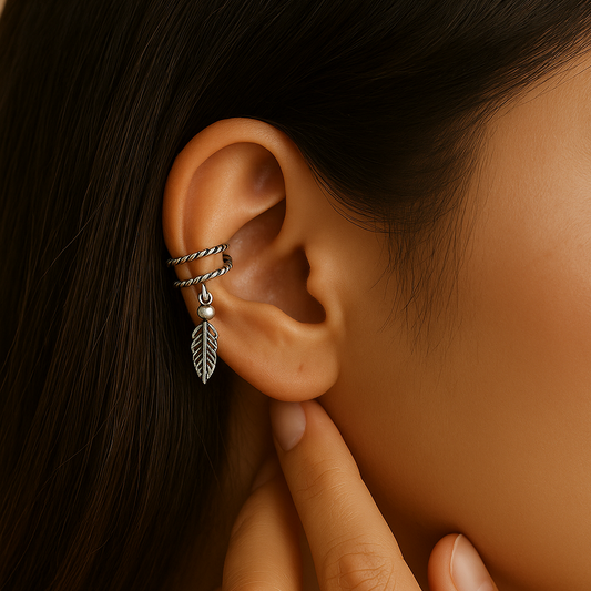Clip On Hanging Leaf Ear Cuffs