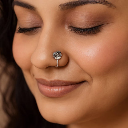 925 Sterling Silver Peacock Clip On Nose Pin