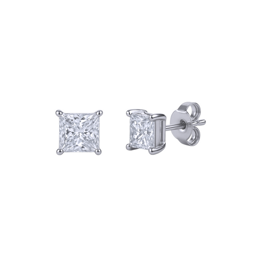 Classic Square Solitaire Stud Earrings