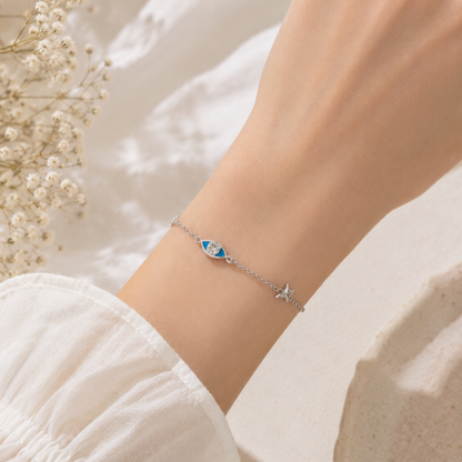 Blue Evil Eye & Star Charm Bracelet