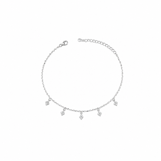 Dainty Diamond Drops 925 Silver Anklet