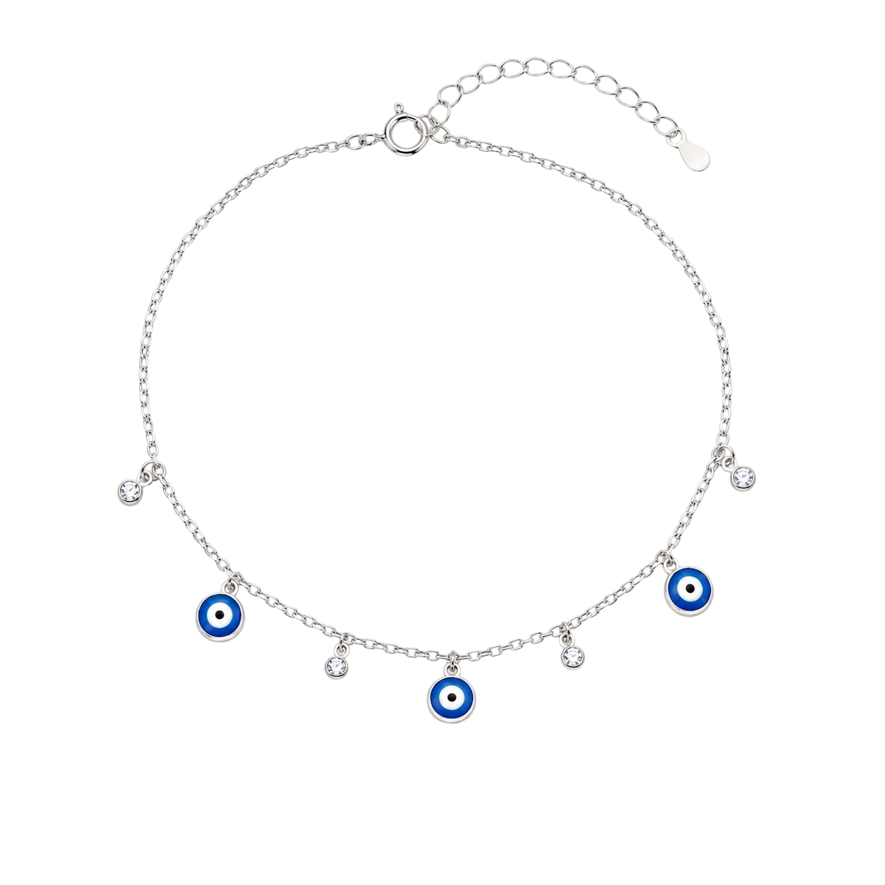 Evil Eye Charm Silver Anklet