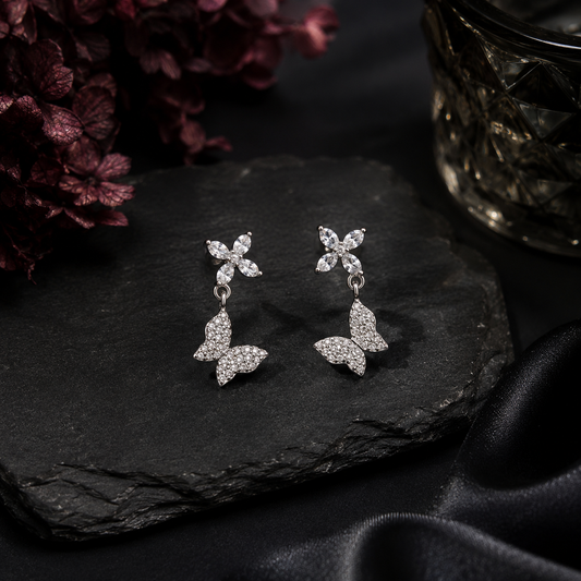 Fluttering Butterfly Drop Earrings