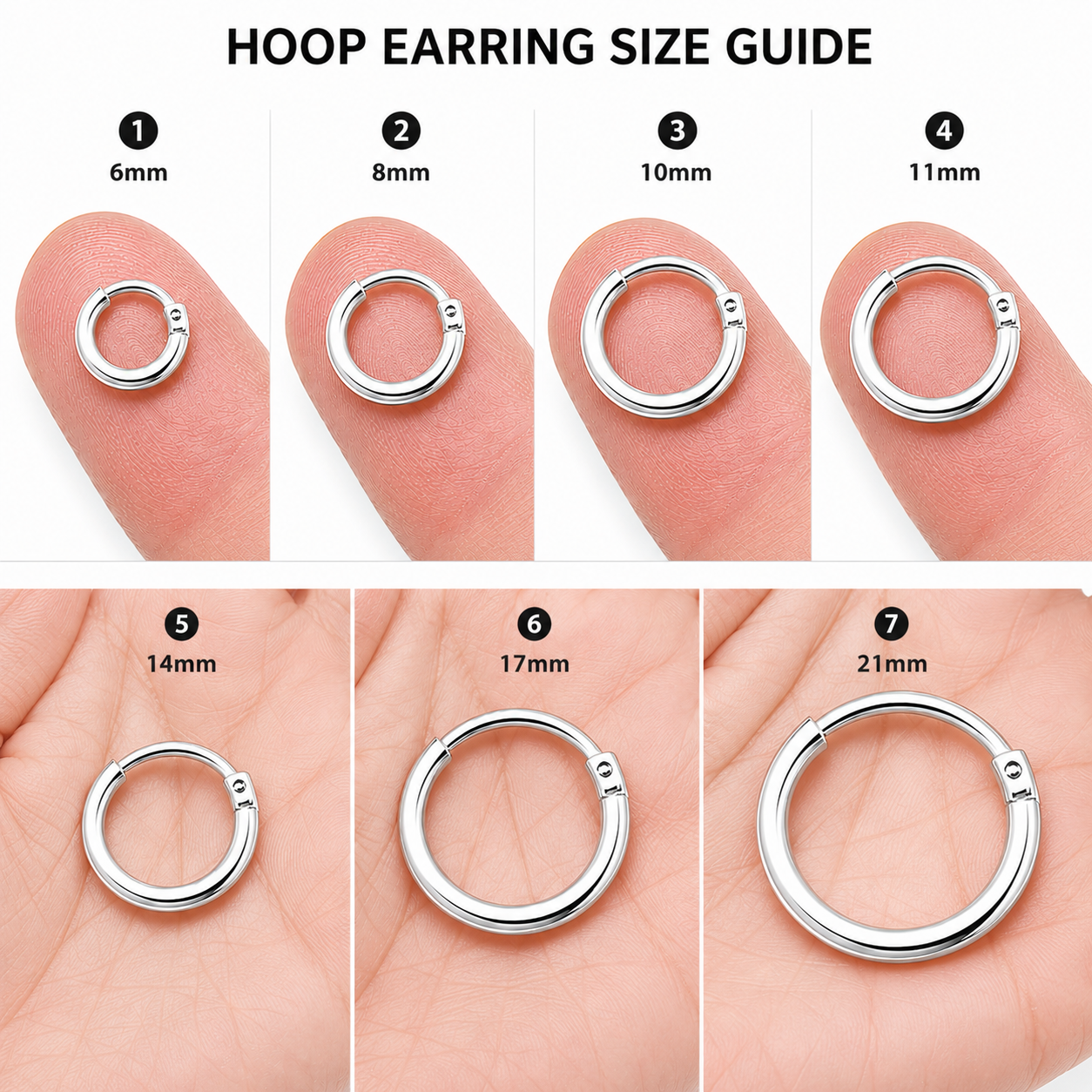 Sterling Silver Endless Hoop Earrings (8mm–24mm)