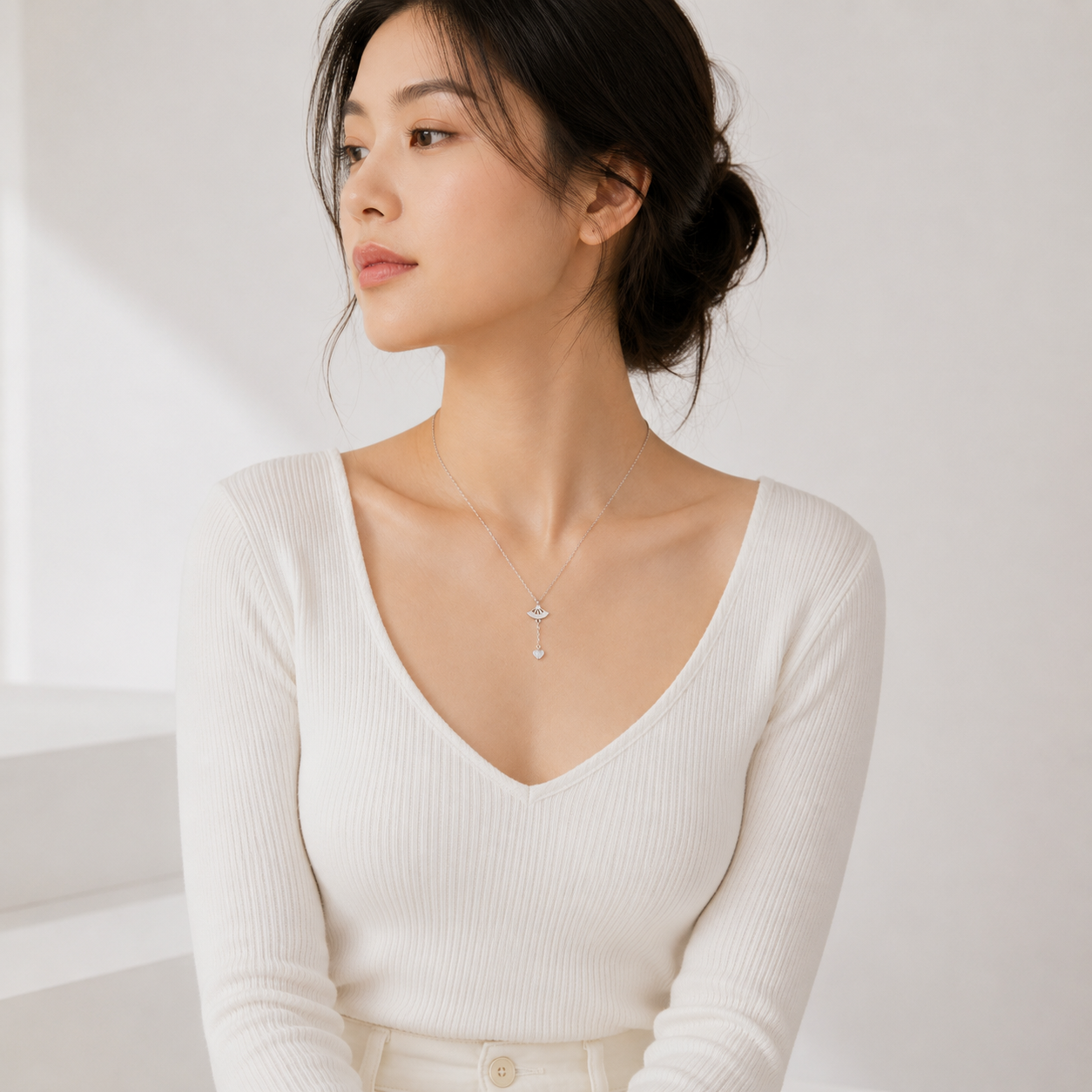 Heart Drop MOP 925 Silver Necklace