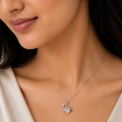 Rose Pearl Blossom Drop 925 Silver Necklace