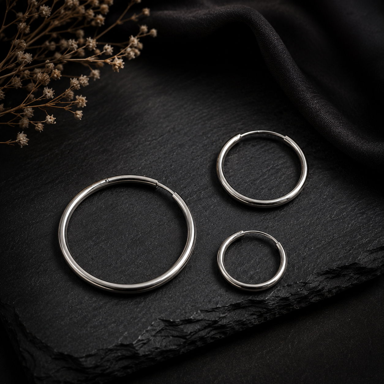 Sterling Silver Endless Hoop Earrings (8mm–24mm)