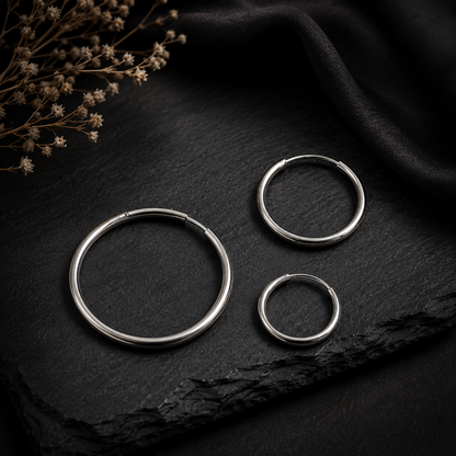 Sterling Silver Endless Hoop Earrings (8mm–24mm)