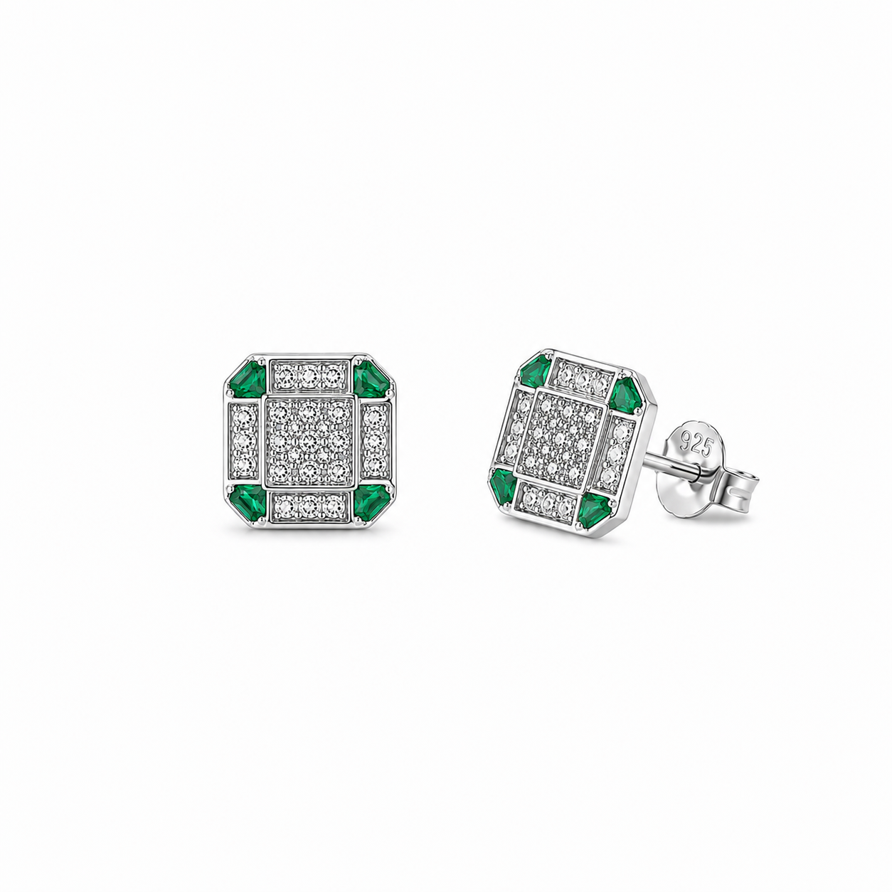 Emerald Frame Stud Earrings