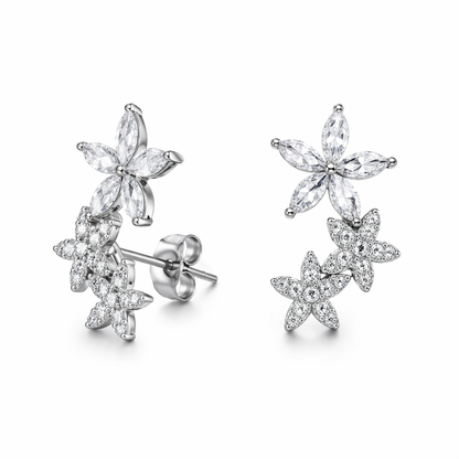 Floral Drop Stud Earrings