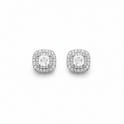 Cushion Halo Stud Earrings