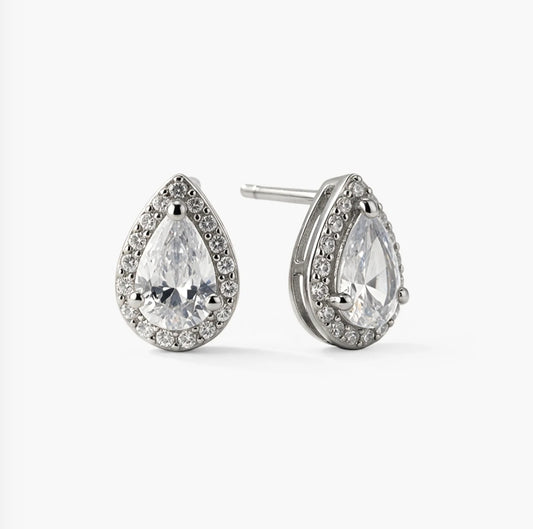 Luminous Pear Cut 925 Silver Earrings