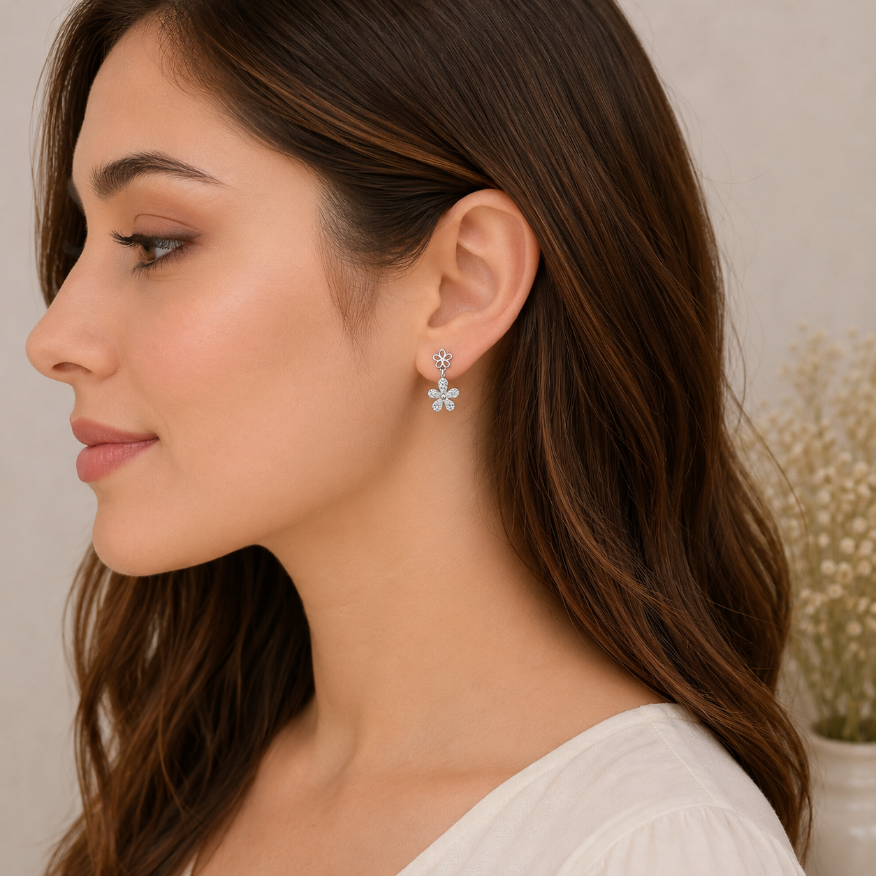 Dual Floral Drop Earrings