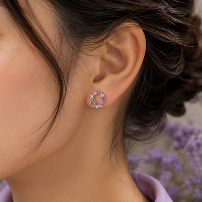 Blush Tulip Wreath Silver Stud Earrings