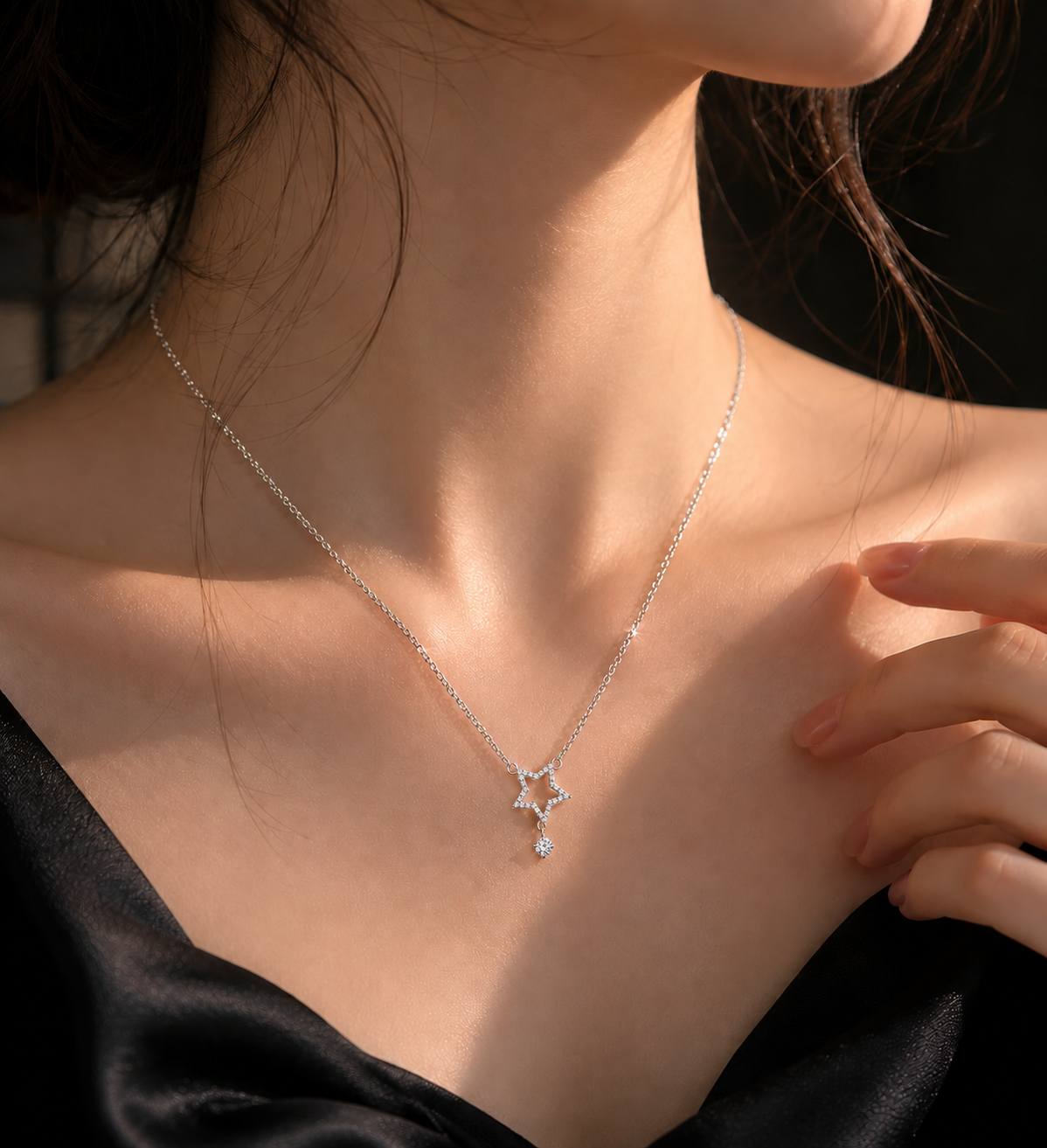 Star Drop 925 Silver Necklace