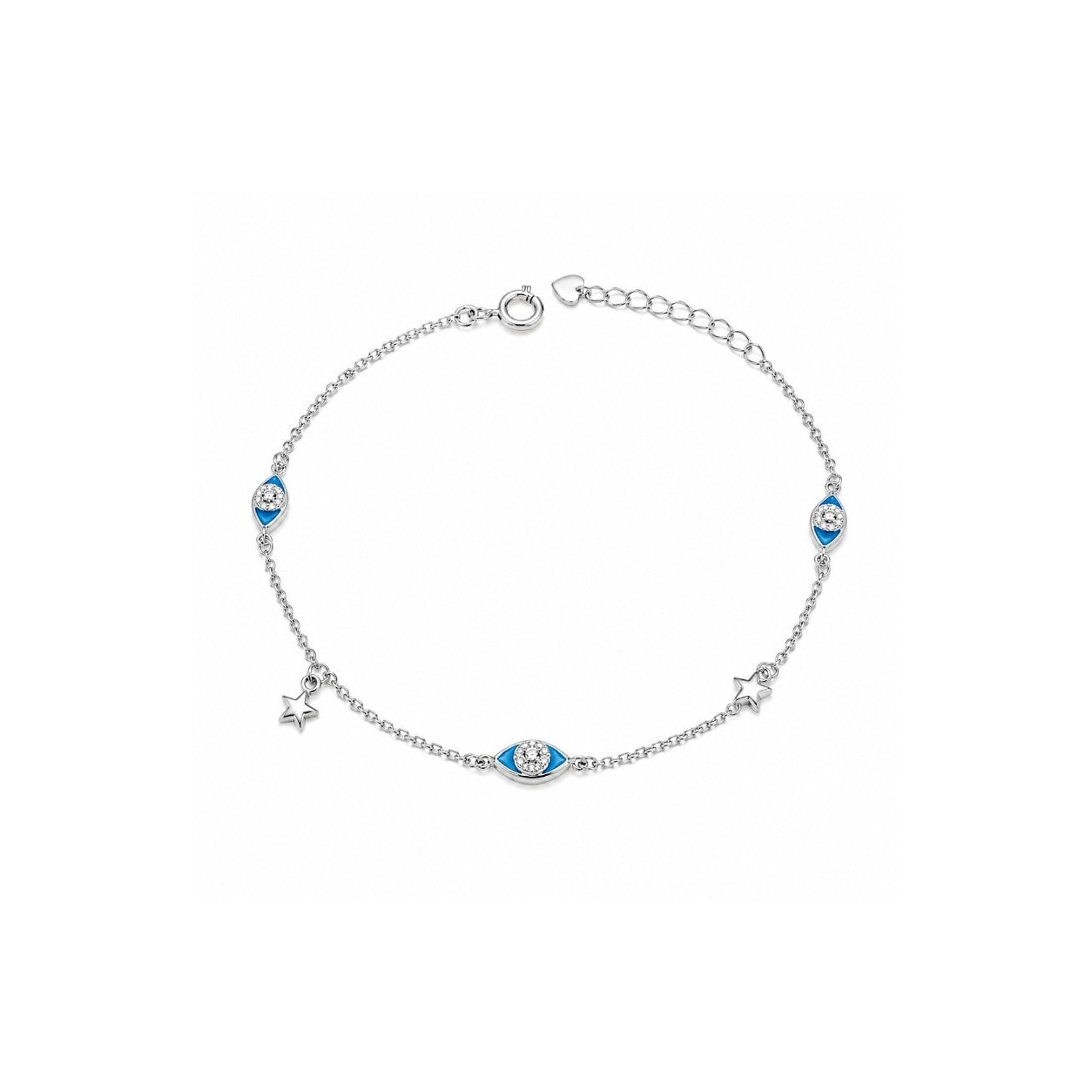 Blue Evil Eye & Star Charm Bracelet