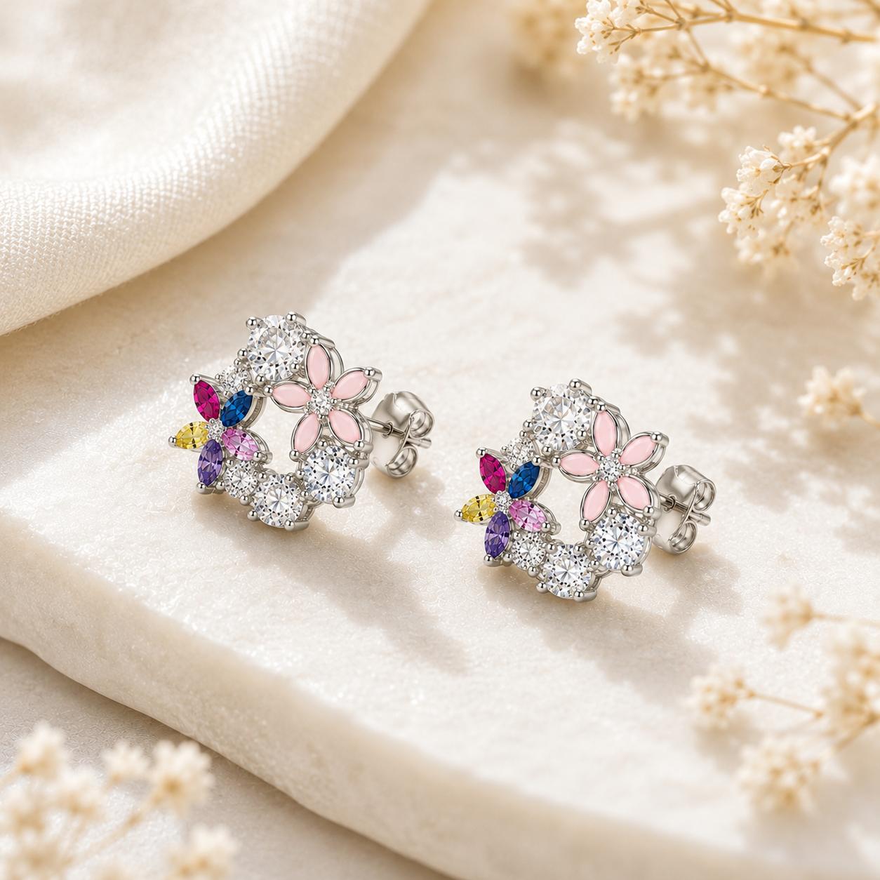 Floral Elegance Pendant & Earrings Set