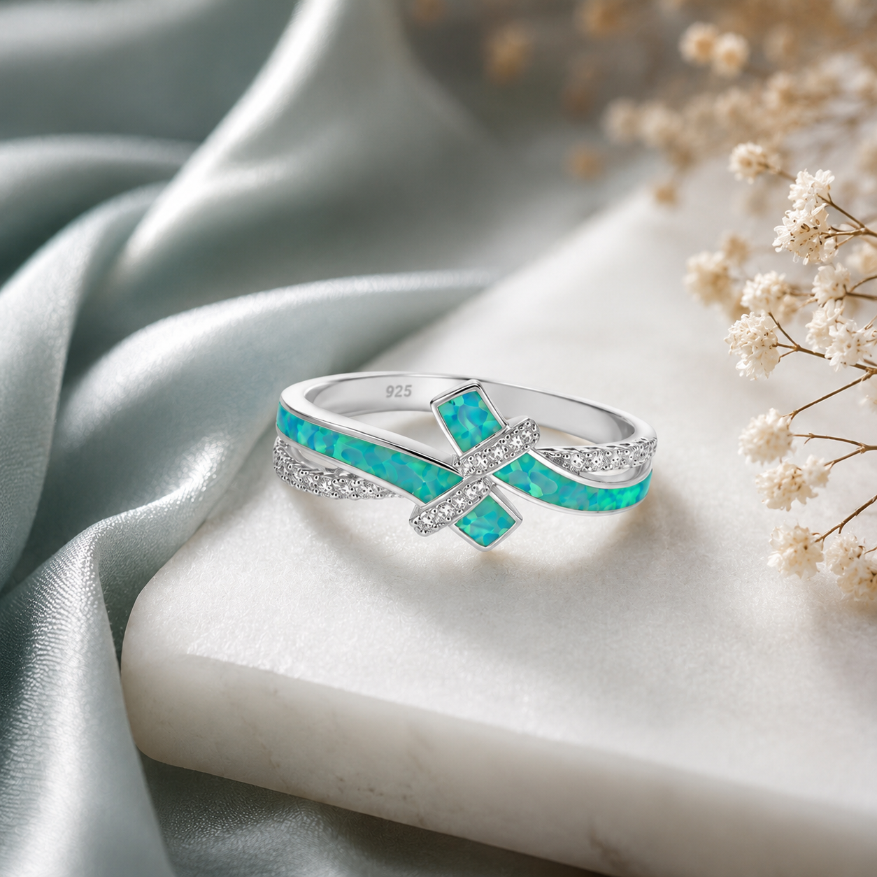 Azure Opal Crossover Ring