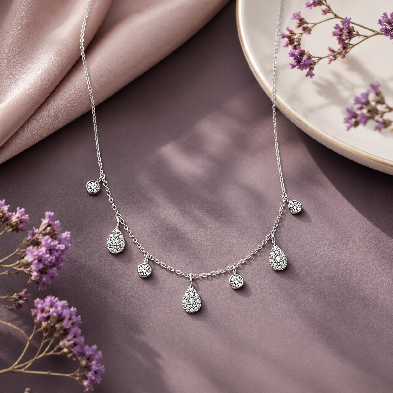 Diamond Drop Charm Necklace