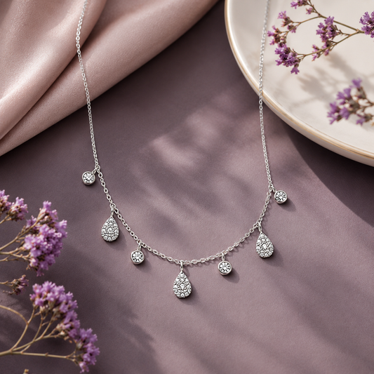 Diamond Drop Charm Necklace