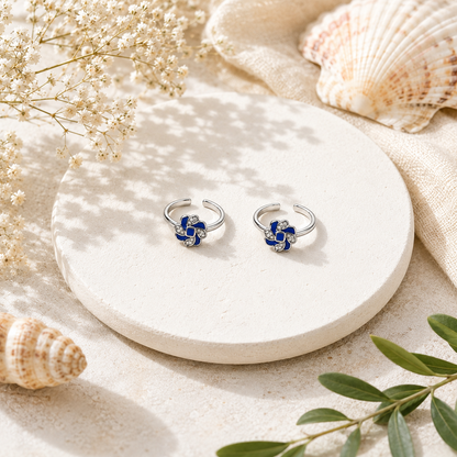 Azure Bloom Adjustable Toe Rings