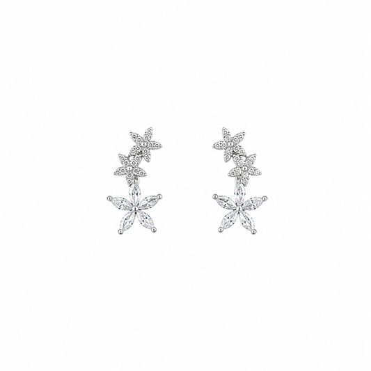 Floral Drop Stud Earrings