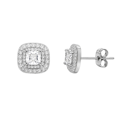 Cushion Halo Stud Earrings